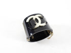 Chanel 14A Black Resin CC Goldtone Cuff Bracelet