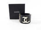 Chanel 14A Black Resin CC Goldtone Cuff Bracelet