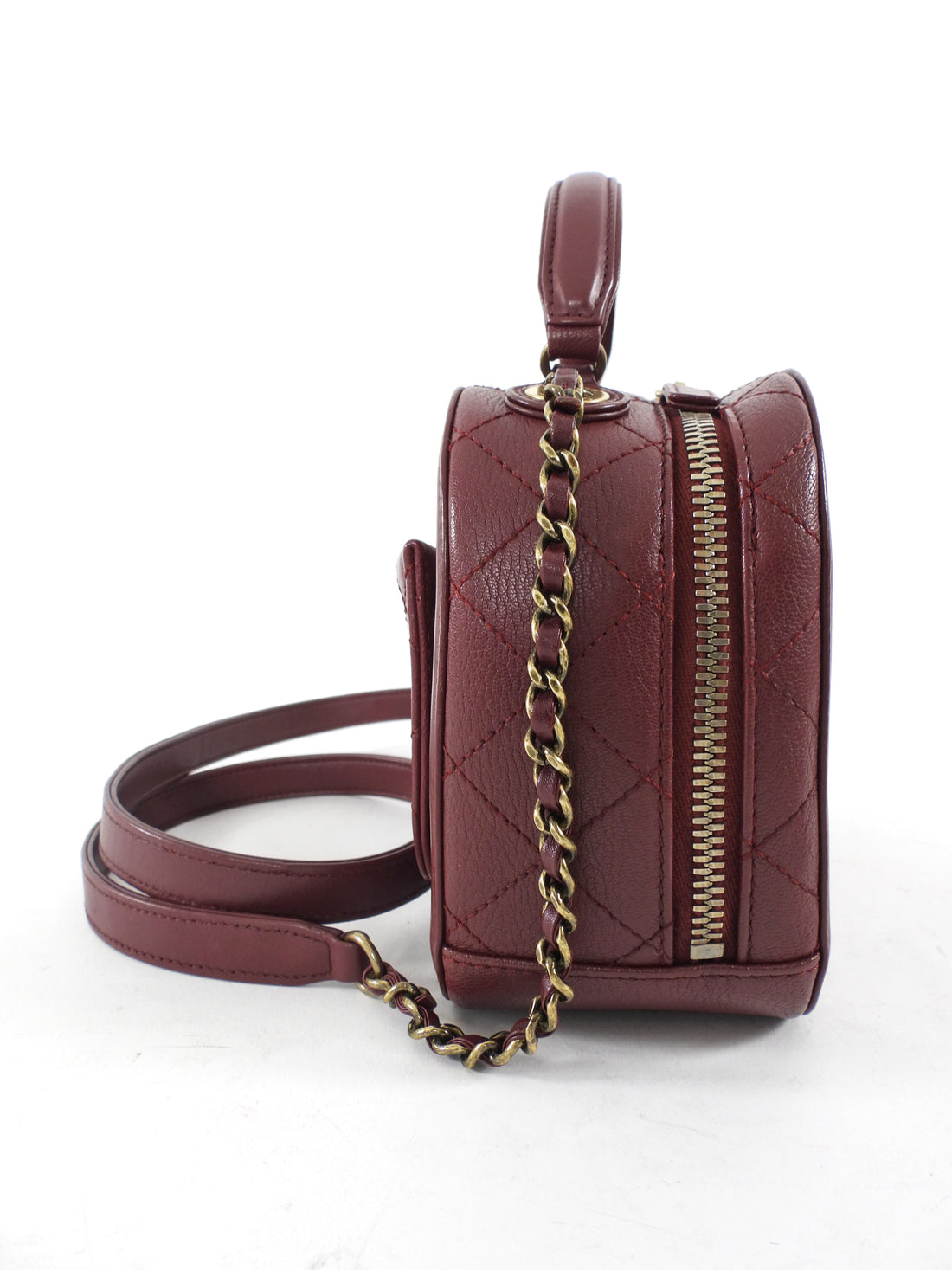Chanel Paris-Rome Coco Curve Burgundy Leather Vanity Case Bag