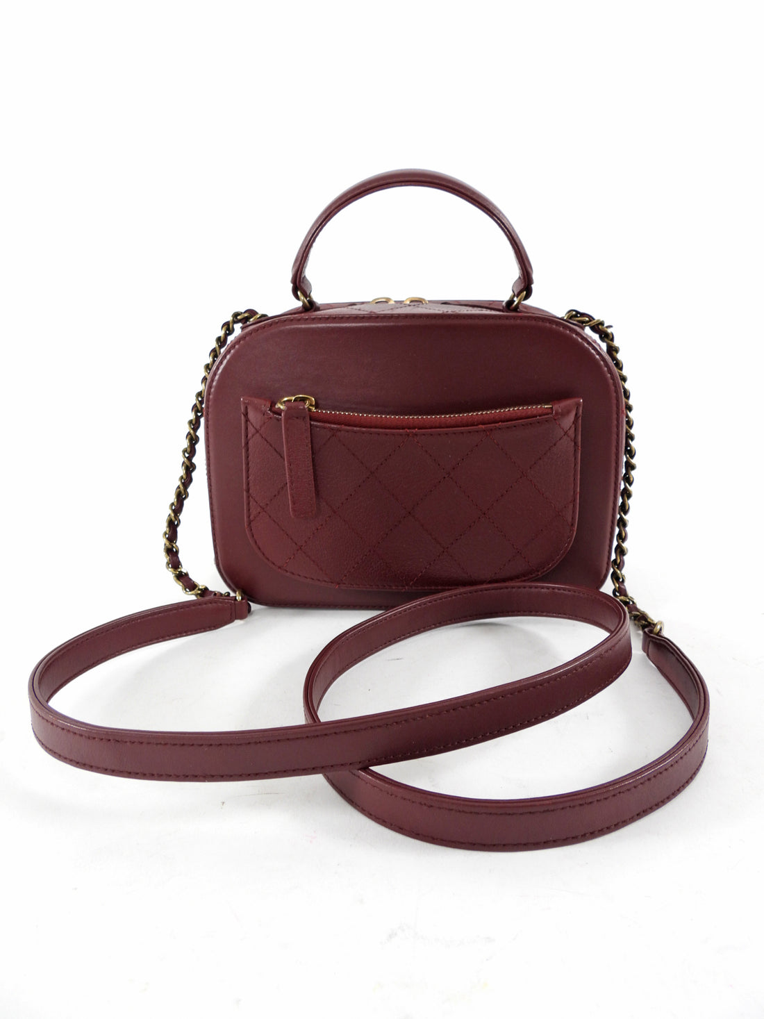 Chanel Paris-Rome Coco Curve Burgundy Leather Vanity Case Bag