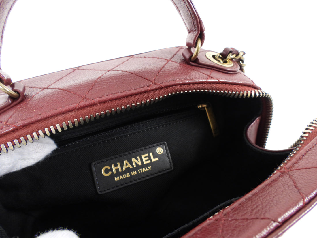 Chanel Paris-Rome Coco Curve Burgundy Leather Vanity Case Bag