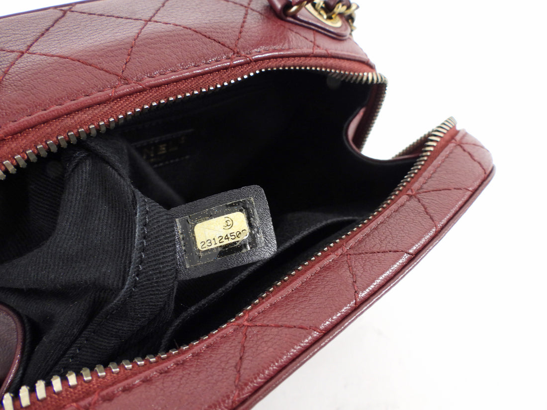 Chanel Paris-Rome Coco Curve Burgundy Leather Vanity Case Bag