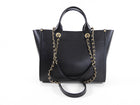 Chanel Black Caviar Leather Stud Deauville Tote Bag
