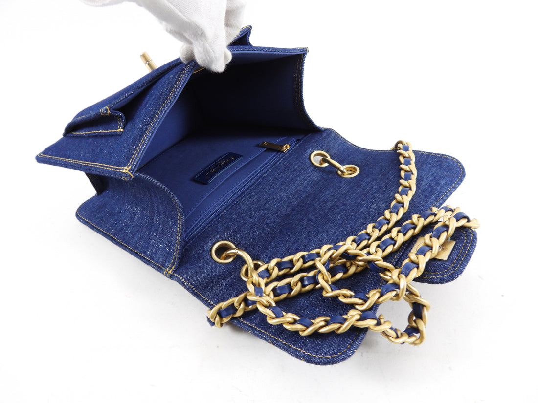 Chanel 23S Denim Quilted Chain Square Flap Bag