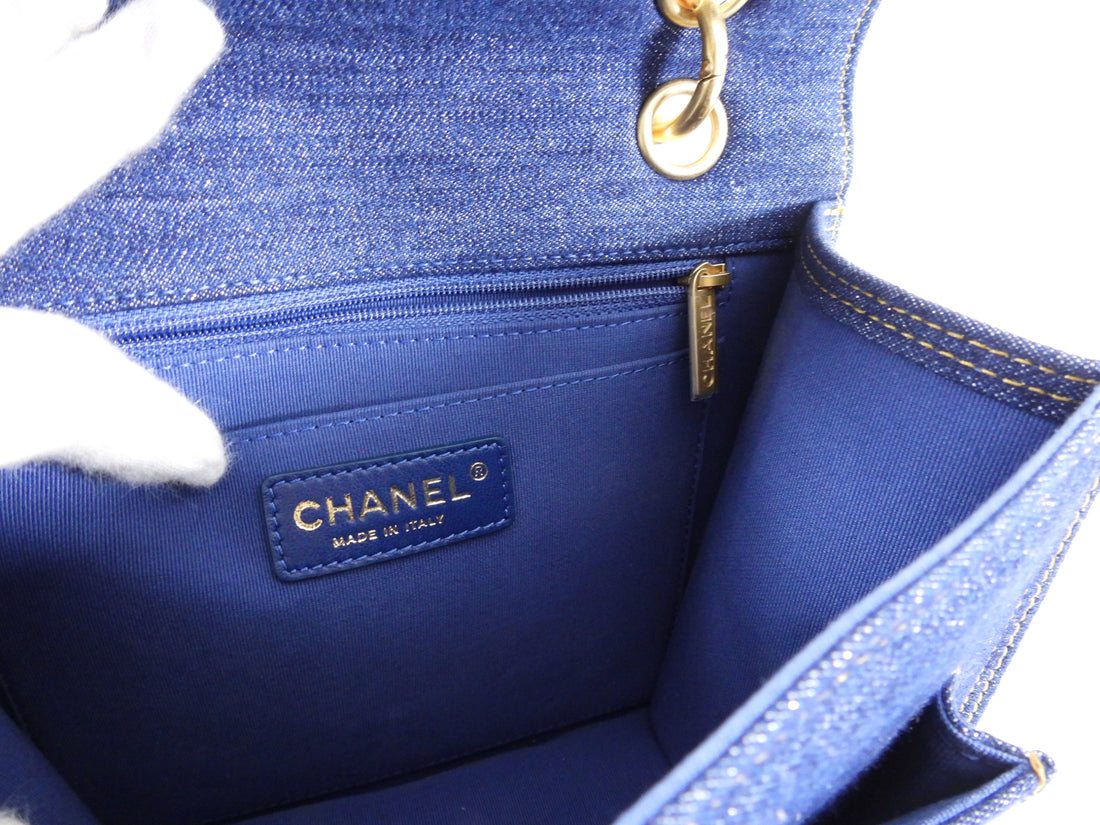 Chanel 23S Denim Quilted Chain Square Flap Bag