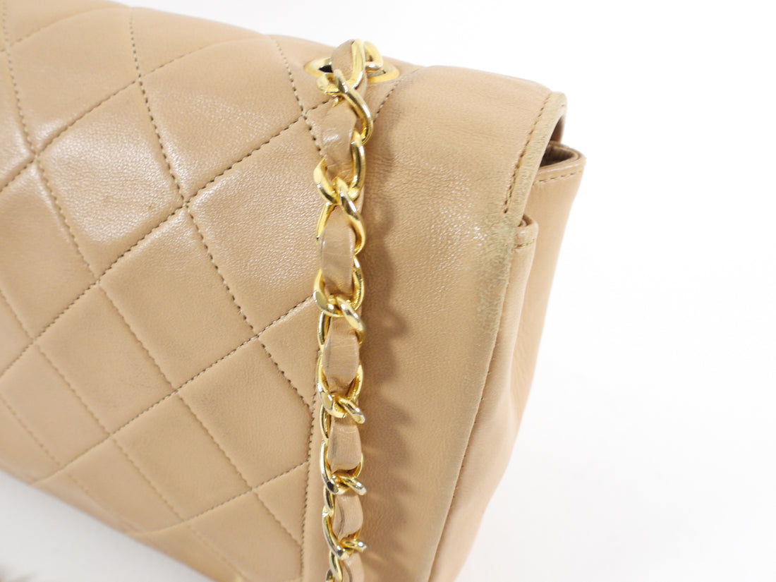 Chanel Vintage Beige Quilted Leather Diana Flap Bag