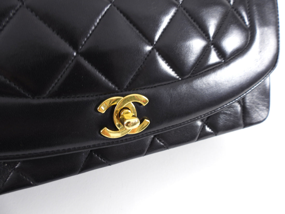 Chanel Black Lambskin Vintage Diana Classic Flap Bag GHW – I MISS YOU  VINTAGE