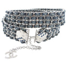 Chanel 01P Blue Denim and Silver Chain Dice Gamble Belt - L