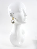 Chanel 22s Runway Navy and Ivory Enamel CC Doorknocker Earrings