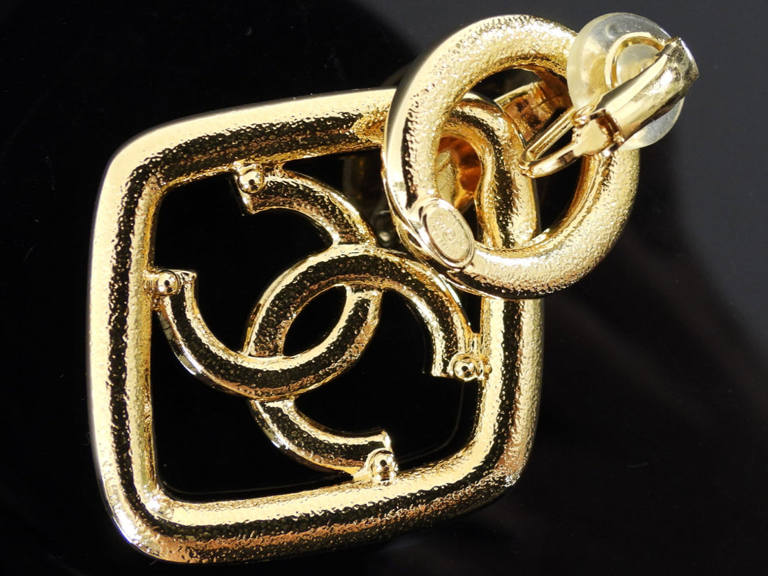 Chanel 22s Runway Navy and Ivory Enamel CC Doorknocker Earrings