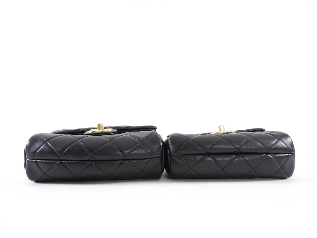 Chanel 19S Runway Black Quilted Lambskin Flap Double Side Pack Bags