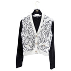 Chanel 22C black and White Cardigan with Dove Birds - FR36