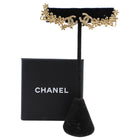 Chanel 23a Goldtone Floral Strass CC Ear Climber Clip Earrings