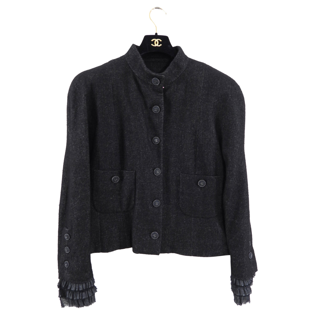 Chanel 13B Cashmere Blend Edinburgh Jacket with Ruffle Cuffs - FR48 / XL