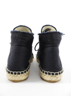 Chanel Black Canvas Ankle CC Espadrille Shoes - 39 / 38