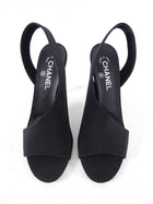 Chanel Black Fabric Slingback Pumps with Crystal CC and Heels - 41 / 40 / 9.5