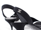 Chanel Black Fabric Slingback Pumps with Crystal CC and Heels - 41 / 40 / 9.5