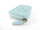 Chanel Light Blue Caviar Filigree CC Zip Wallet