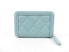 Chanel Light Blue Caviar Filigree CC Zip Wallet