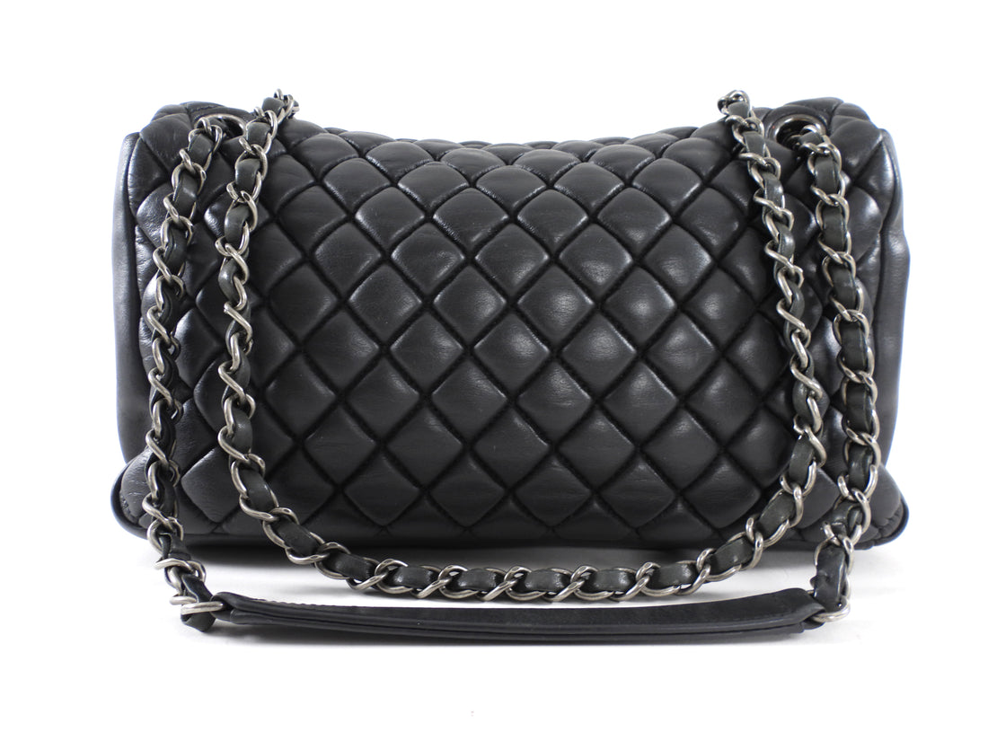 Chanel Black Leather New Bubble Quilt Flap Bag - RHW