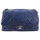 Chanel Navy Blue Quilted Medium Trapeze Accordion Flap Bag