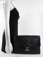 Chanel Vintage 1989 XXL CC Logo Quilted Chain Flap Clutch Bag