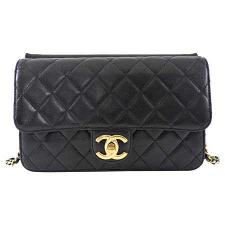 Chanel Small Black Quilted Leather Crossing Times Crossbody Bag