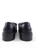 Chanel 22S Black Leather Quilted Flap CC Turnclasp Loafters - 37