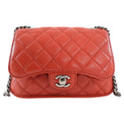 Chanel Red Quilted Leather Natural CC Small Chain Flap Bag