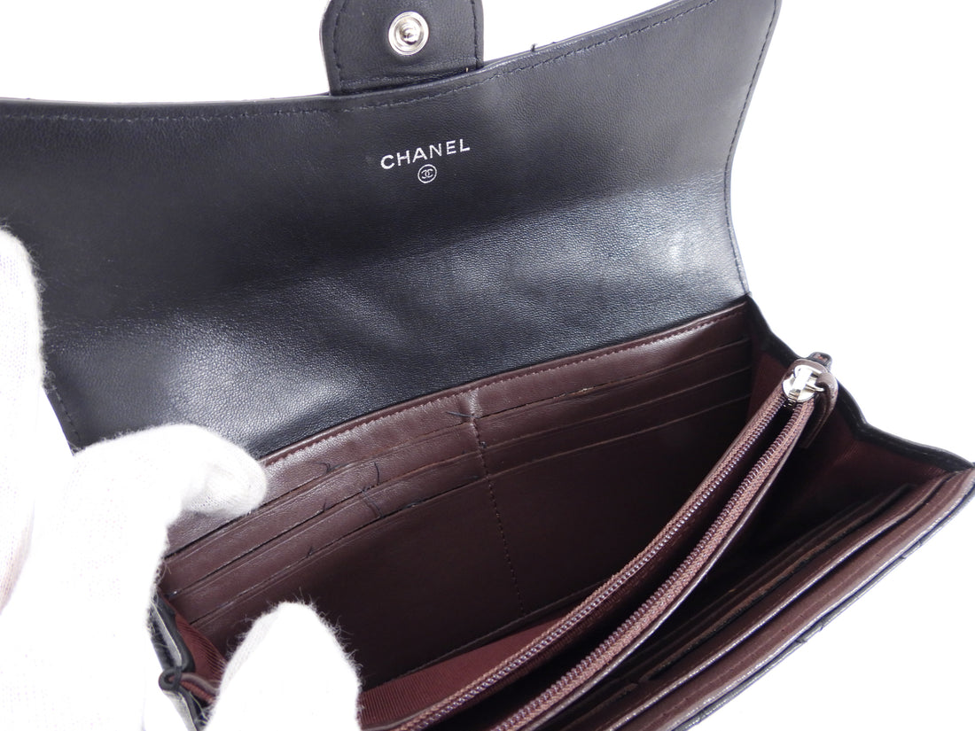 Chanel Black Lambskin Quilted Leather CC Flap Continental Wallet