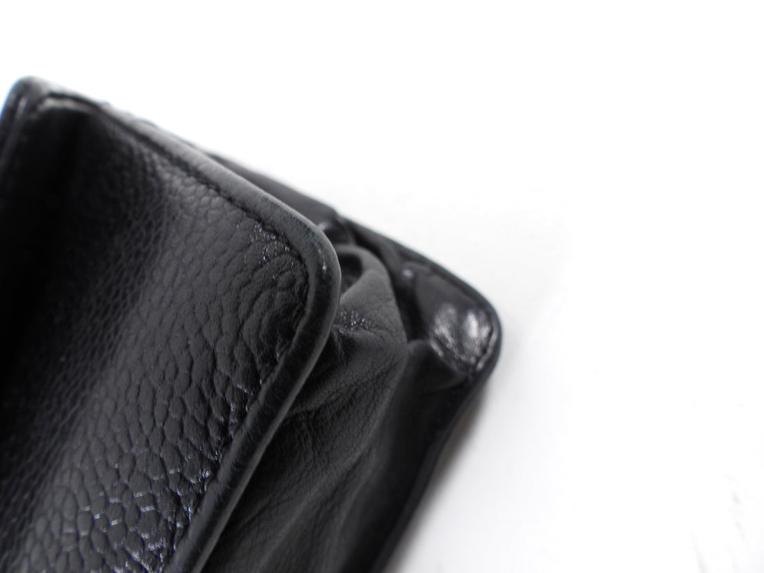 Chanel 1994 Vintage Timeless Classic Black Caviar Leather Wallet / Clutch