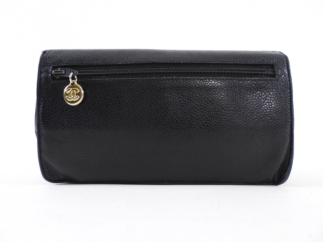 Chanel 1994 Vintage Timeless Classic Black Caviar Leather Wallet / Clutch