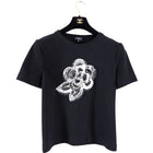 Chanel Black Cotton Camelia Logo Crystal Embellished T Shirt - 38 (S/M)