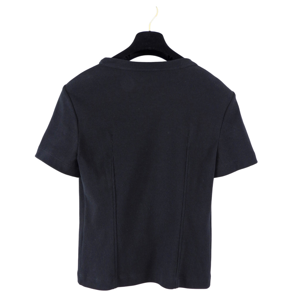 Chanel Black Cotton Camelia Logo Crystal Embellished T Shirt - 38 (S/M)