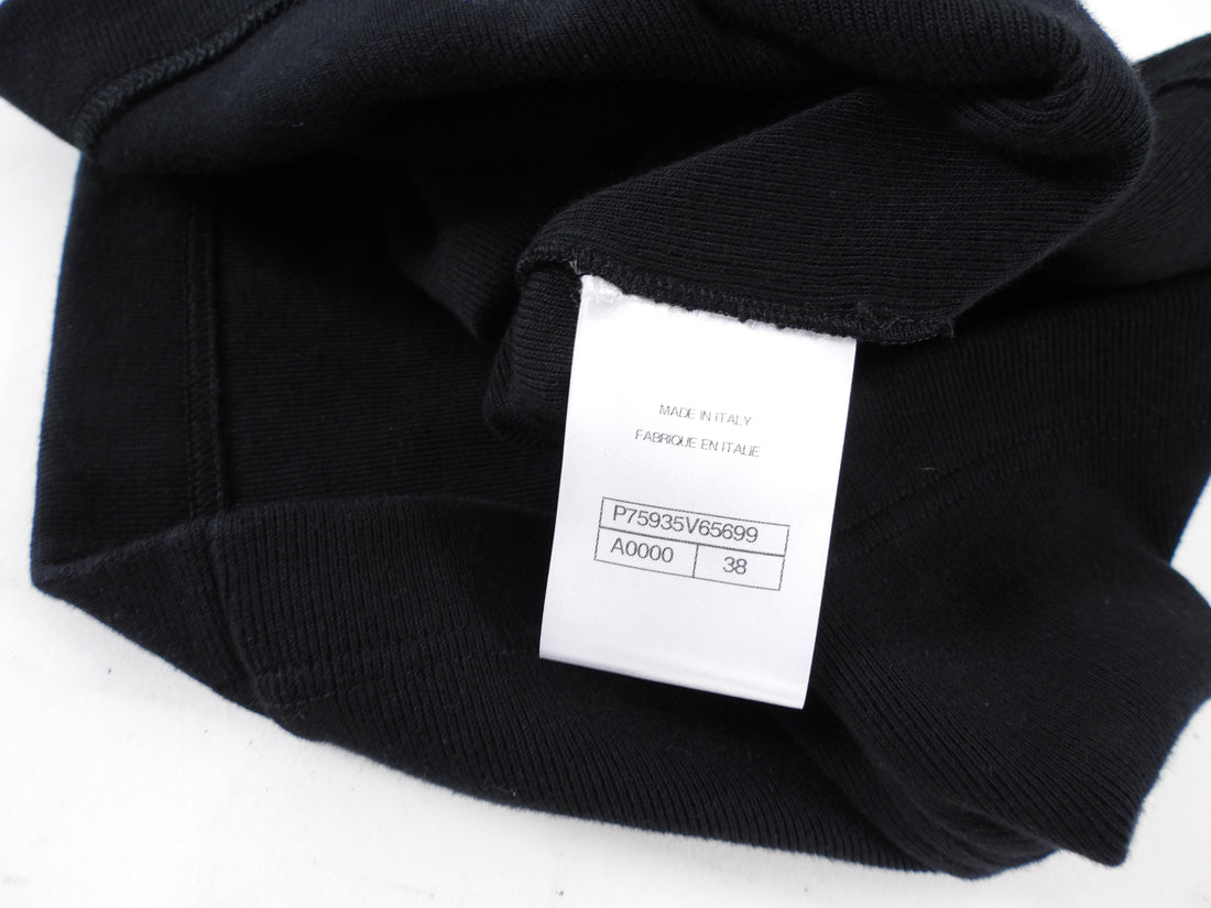 Chanel Black Cotton Camelia Logo Crystal Embellished T Shirt - 38 (S/M)