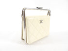 Chanel Cream Quilted Leather Metal Bar Frame Box Bag