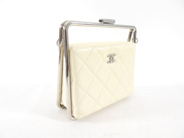 Chanel Cream Quilted Leather Metal Bar Frame Box Bag – I MISS YOU VINTAGE