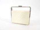 Chanel Cream Quilted Leather Metal Bar Frame Box Bag