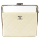 Chanel Cream Quilted Leather Metal Bar Frame Box Bag