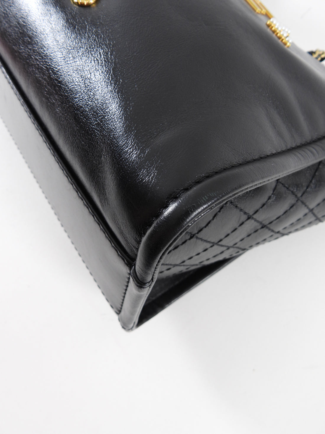 Chanel Black Leather Small Charms Deauville Tote Bag