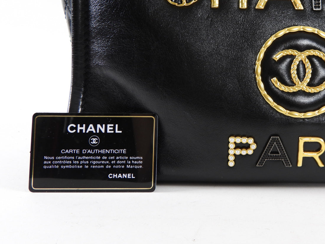 Chanel Black Leather Small Charms Deauville Tote Bag