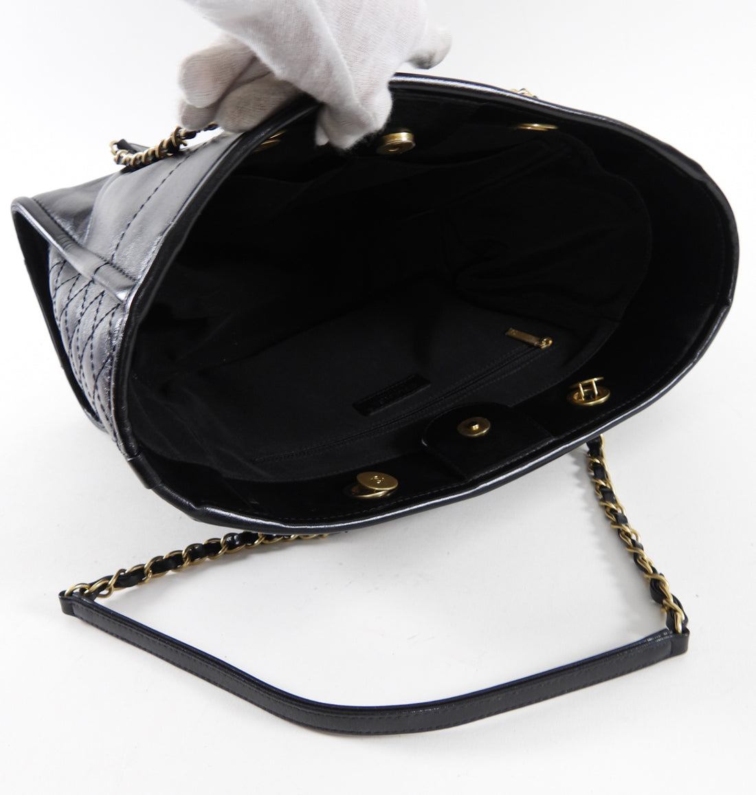 Chanel Black Leather Small Charms Deauville Tote Bag