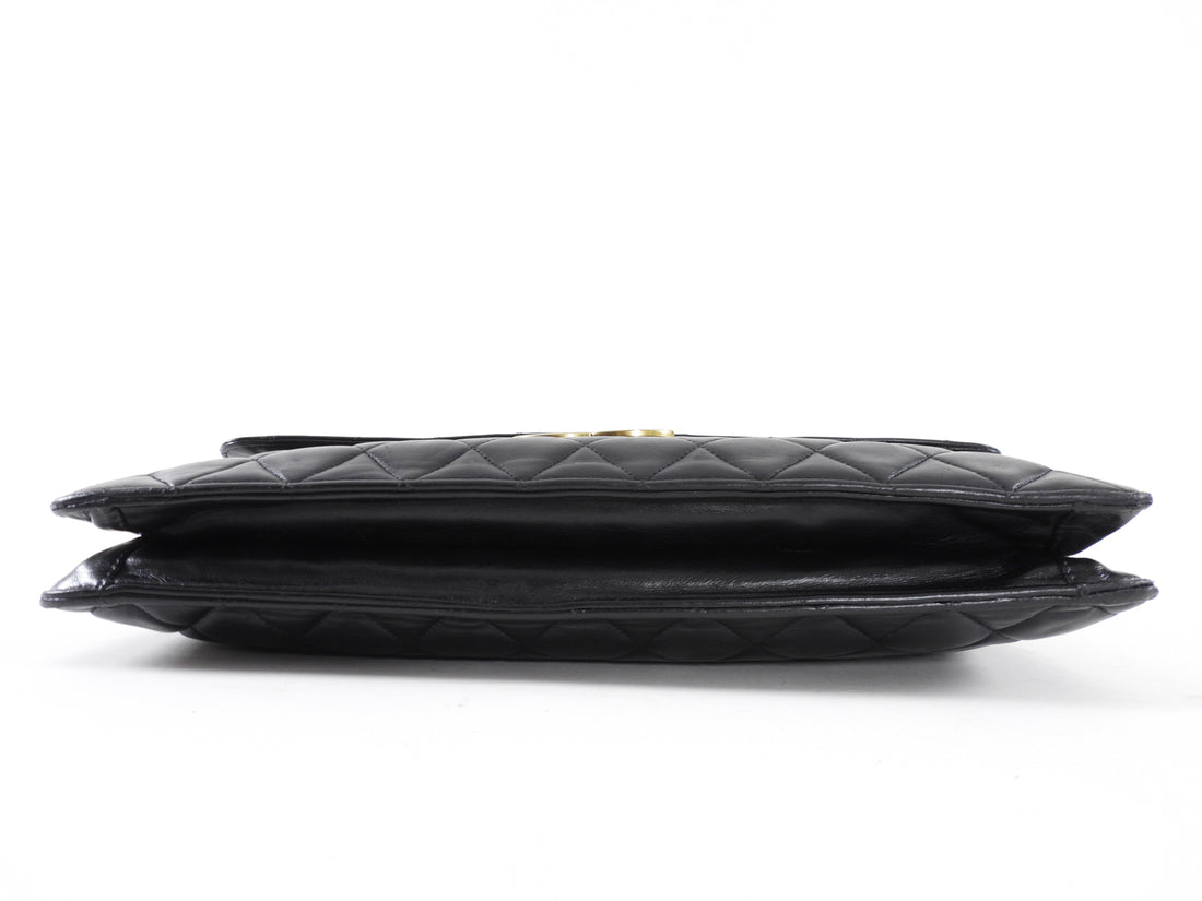 Chanel Vintage 1989 XXL CC Logo Quilted Chain Flap Clutch Bag