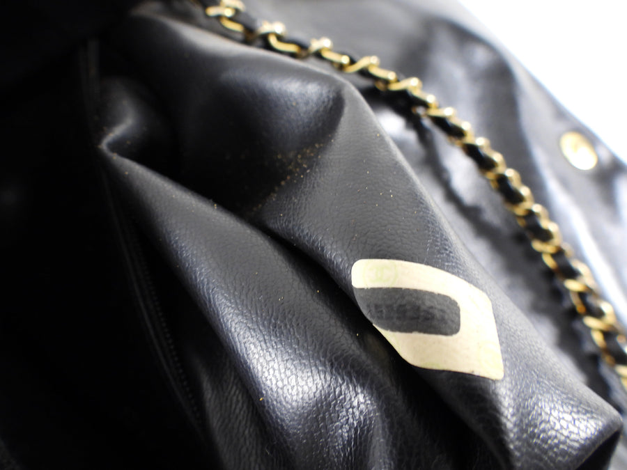 Chanel Vintage 1989 XXL CC Logo Quilted Chain Flap Clutch Bag
