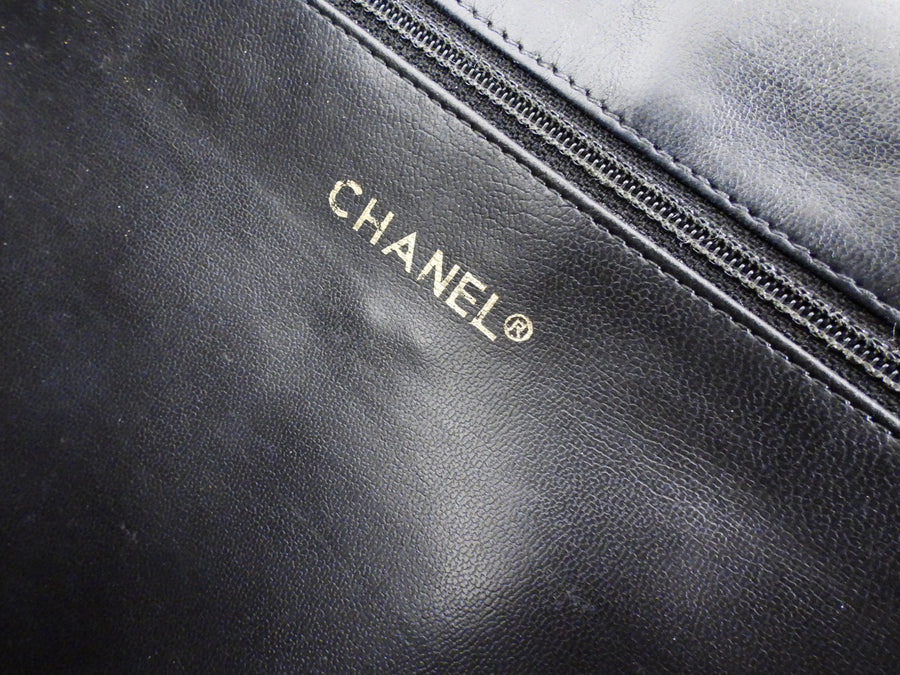 Chanel Vintage 1989 XXL CC Logo Quilted Chain Flap Clutch Bag