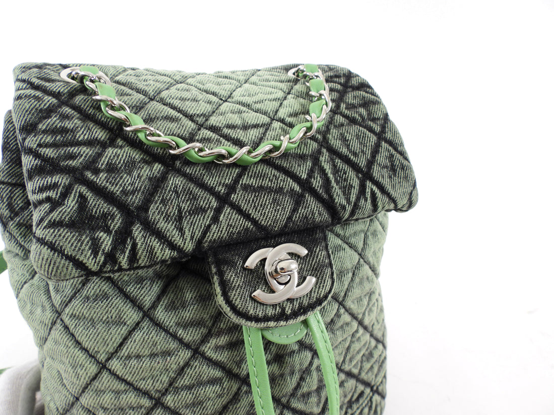 Chanel Denimpression Green Aged Denim Quilted Backpack