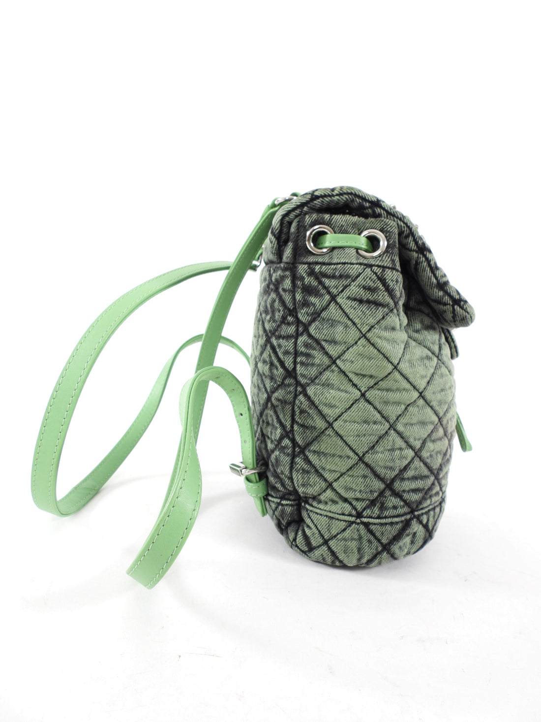 Chanel Denimpression Green Aged Denim Quilted Backpack