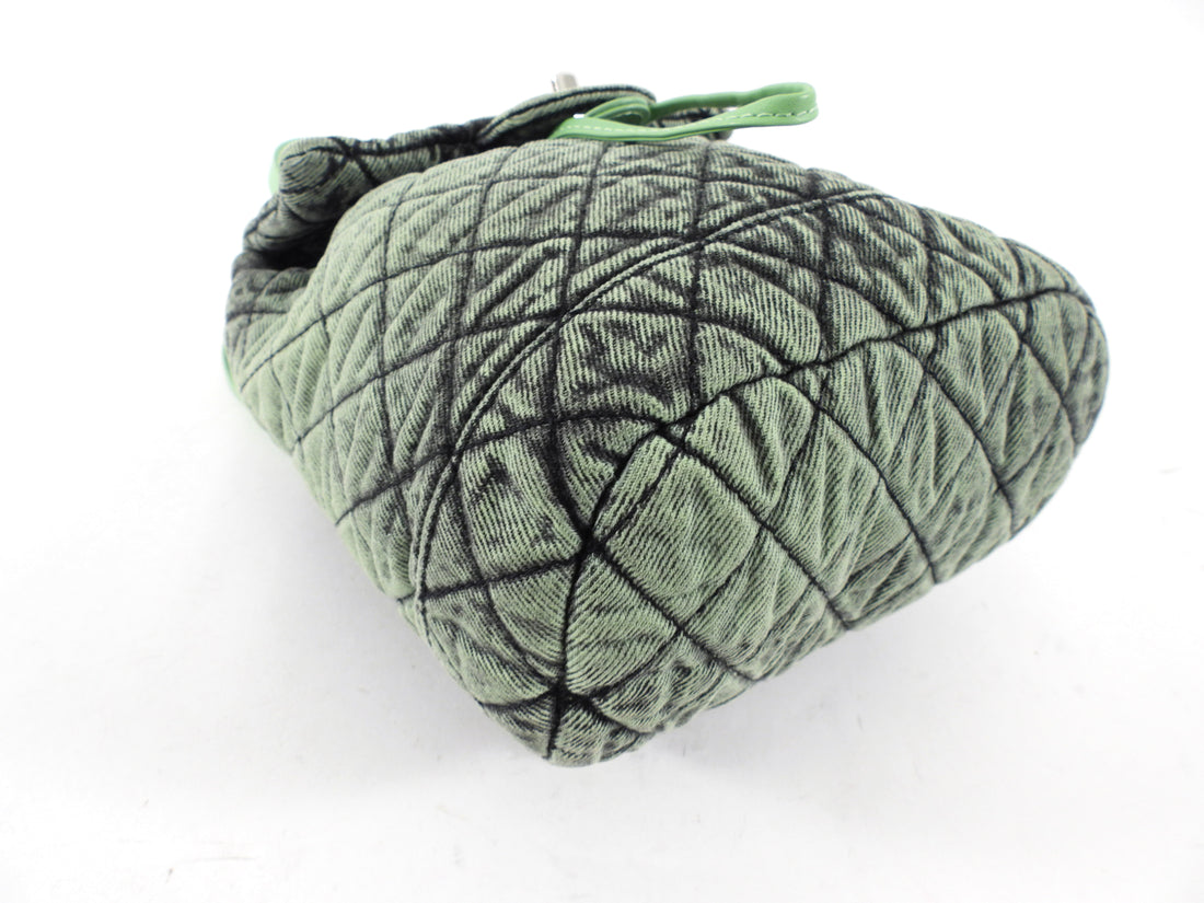Chanel Denimpression Green Aged Denim Quilted Backpack