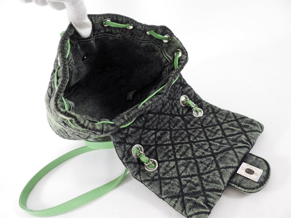 Chanel Denimpression Green Aged Denim Quilted Backpack