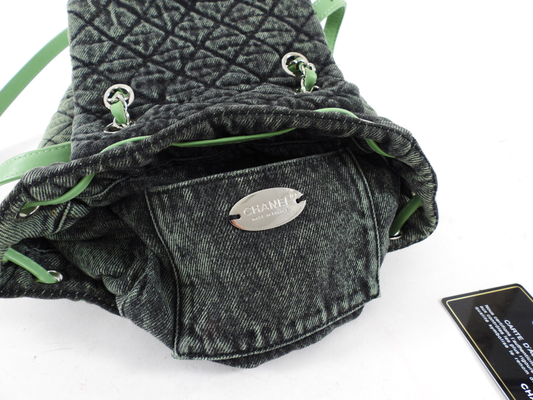 Chanel Denimpression Green Aged Denim Quilted Backpack